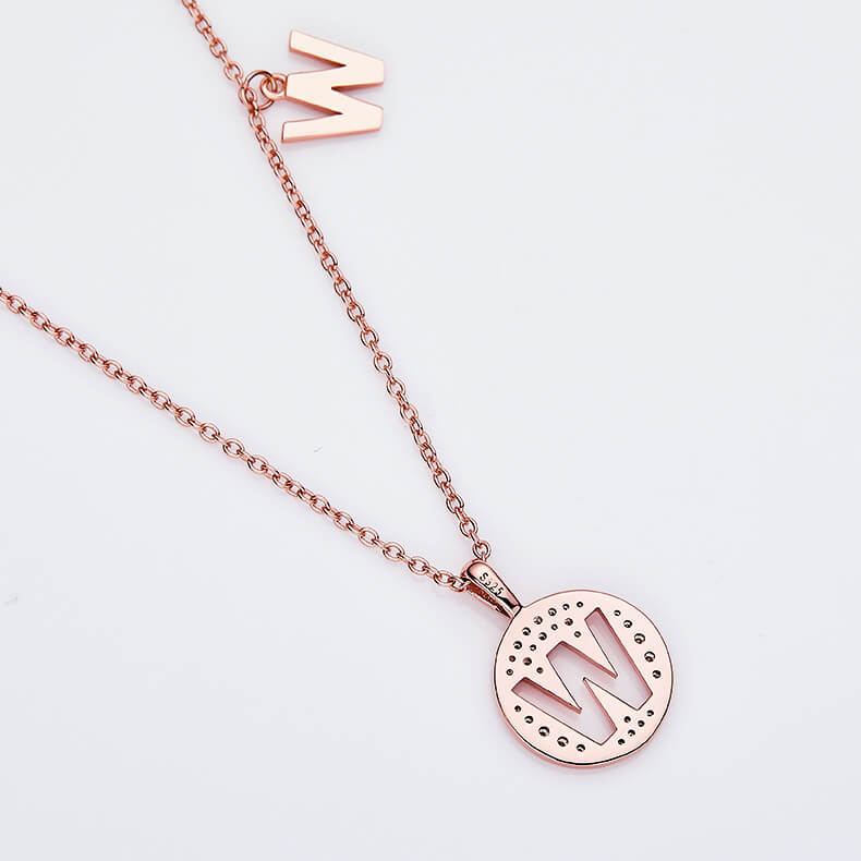 Initial alphabet W Moissanite pendant necklace