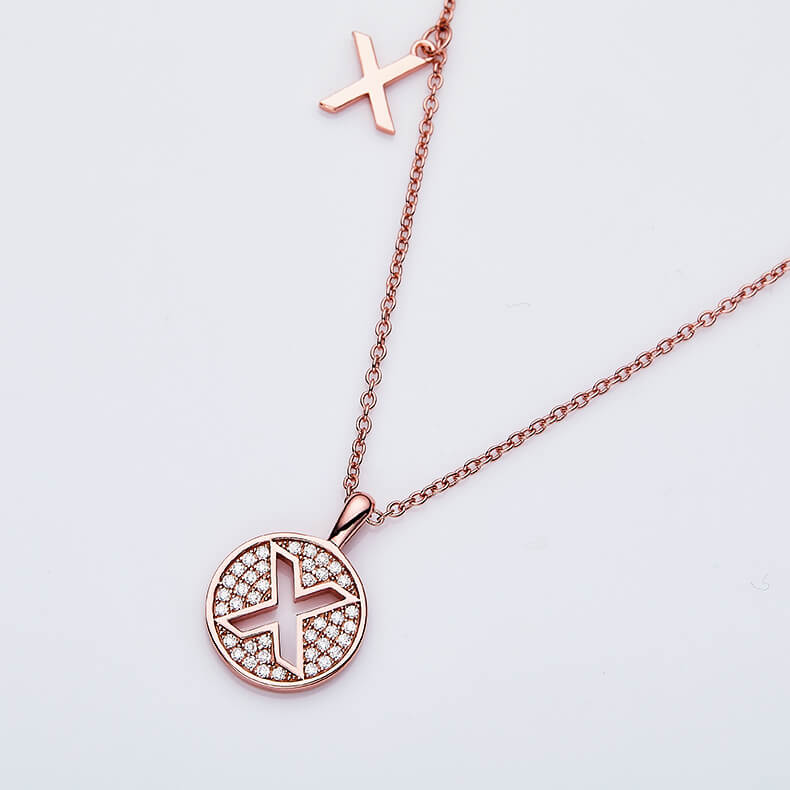 Initial alphabet X Moissanite pendant necklace