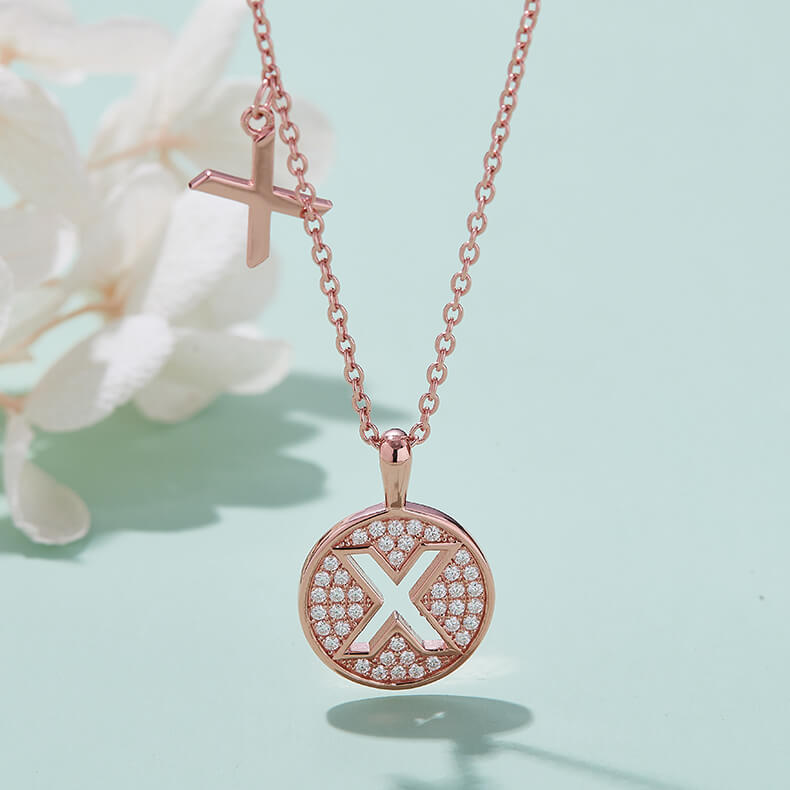 Initial alphabet X Moissanite pendant necklace