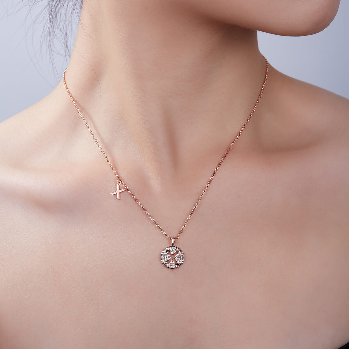 Initial alphabet X Moissanite pendant necklace