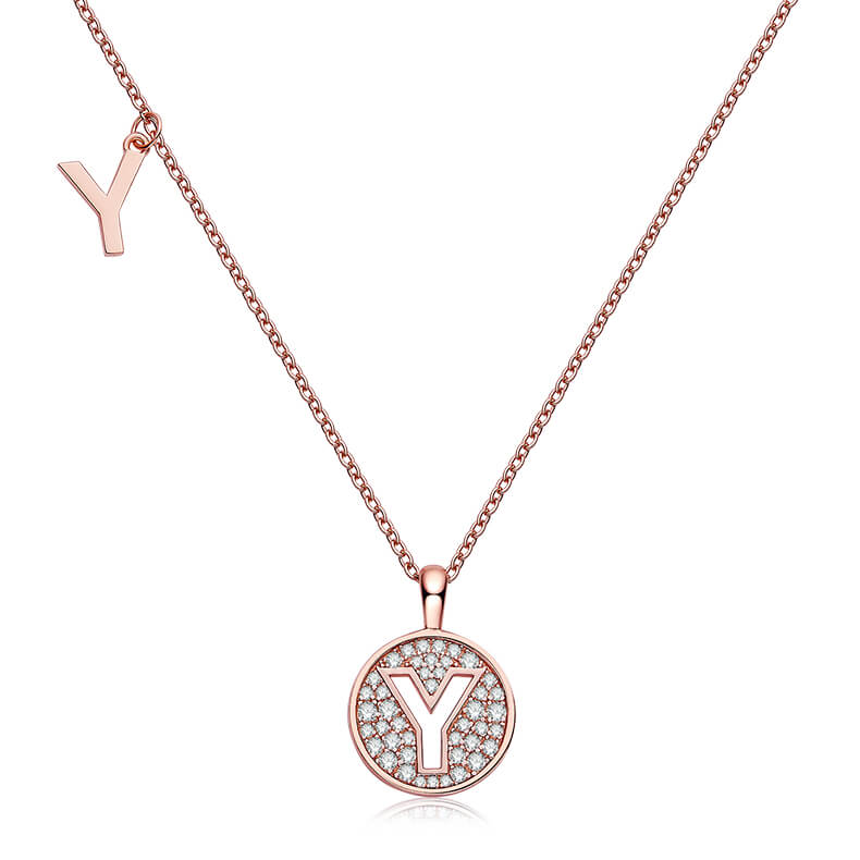 Initial alphabet Y Moissanite pendant necklace
