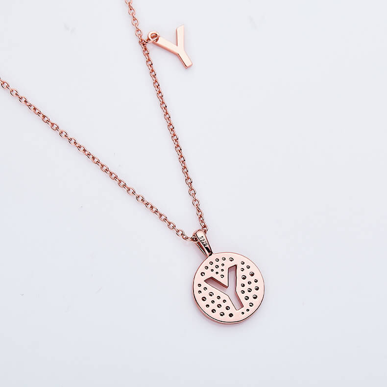 Initial alphabet Y Moissanite pendant necklace
