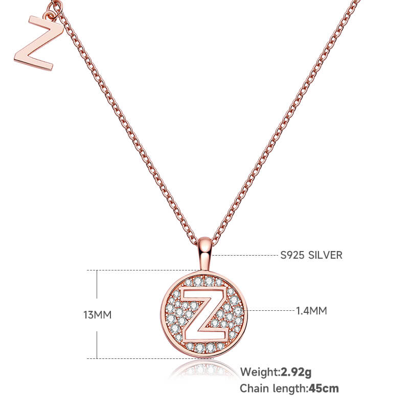 Initial alphabet Z Moissanite pendant necklace