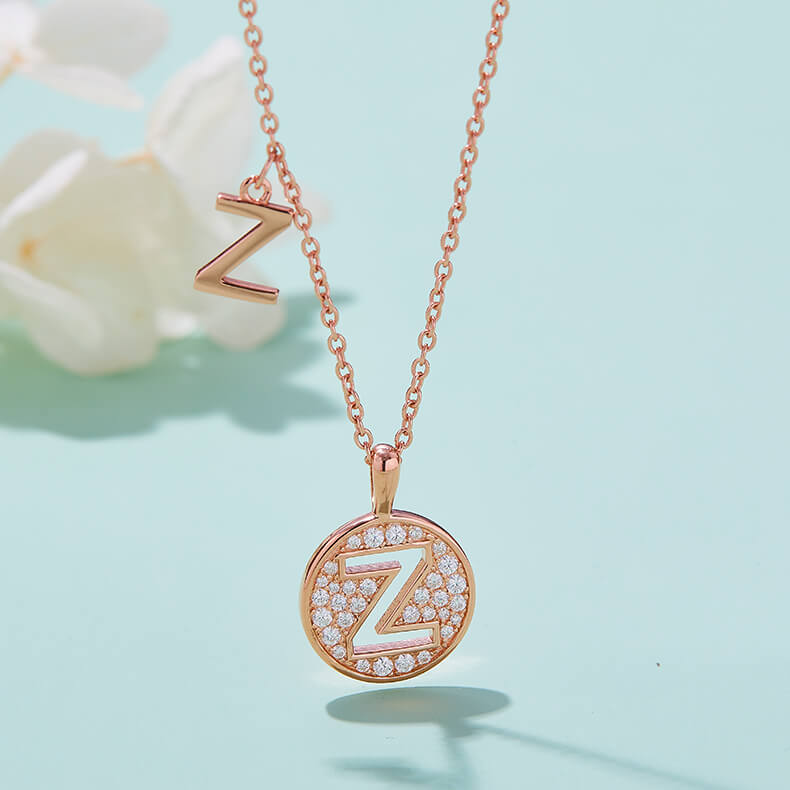 Initial alphabet Z Moissanite pendant necklace