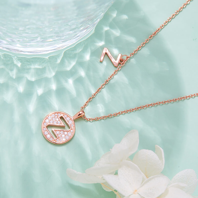 Initial alphabet Z Moissanite pendant necklace