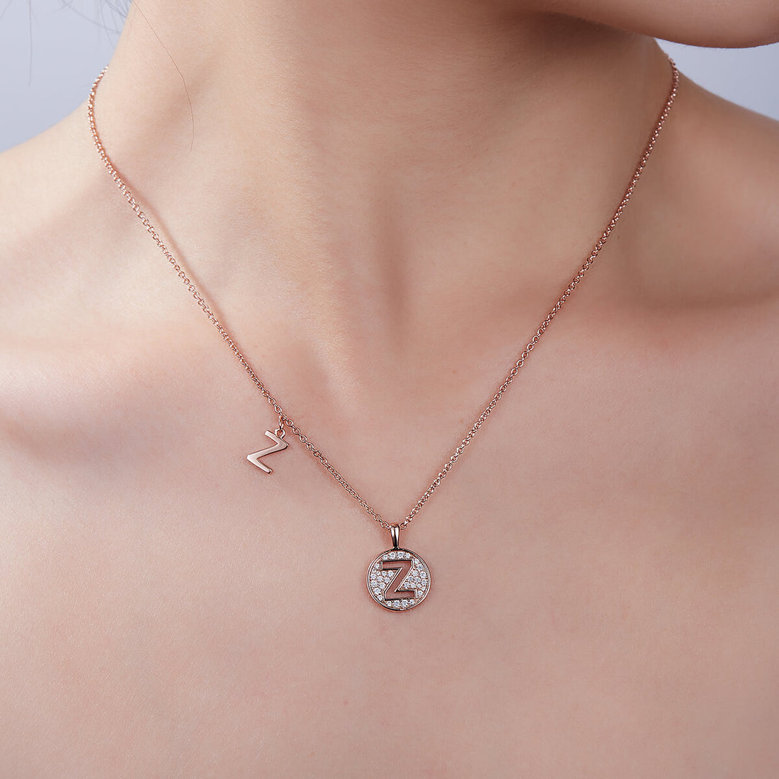 Initial alphabet Z Moissanite pendant necklace