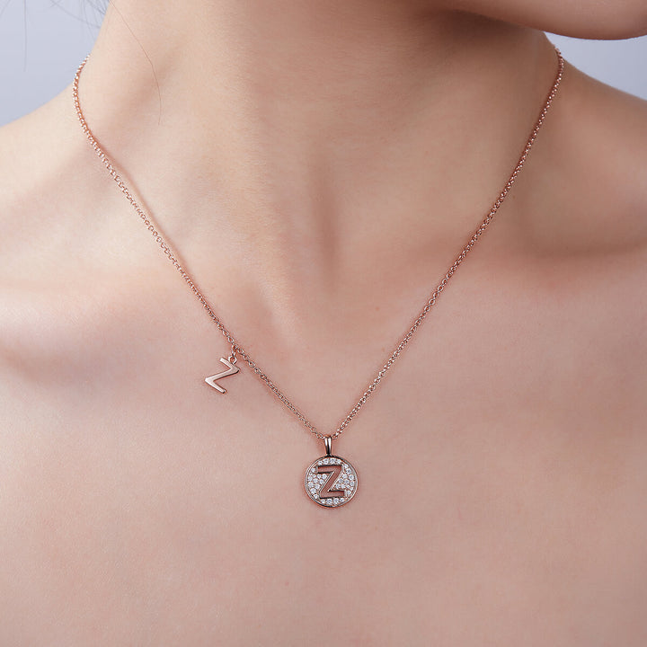 Initial alphabet Z Moissanite pendant necklace