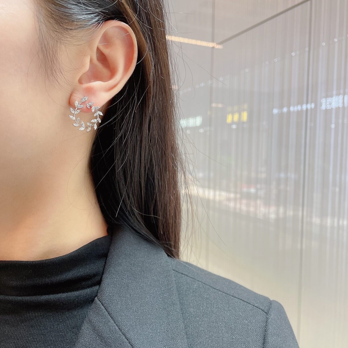 Olive shaped marquise cut lab grown diamond earrings stud