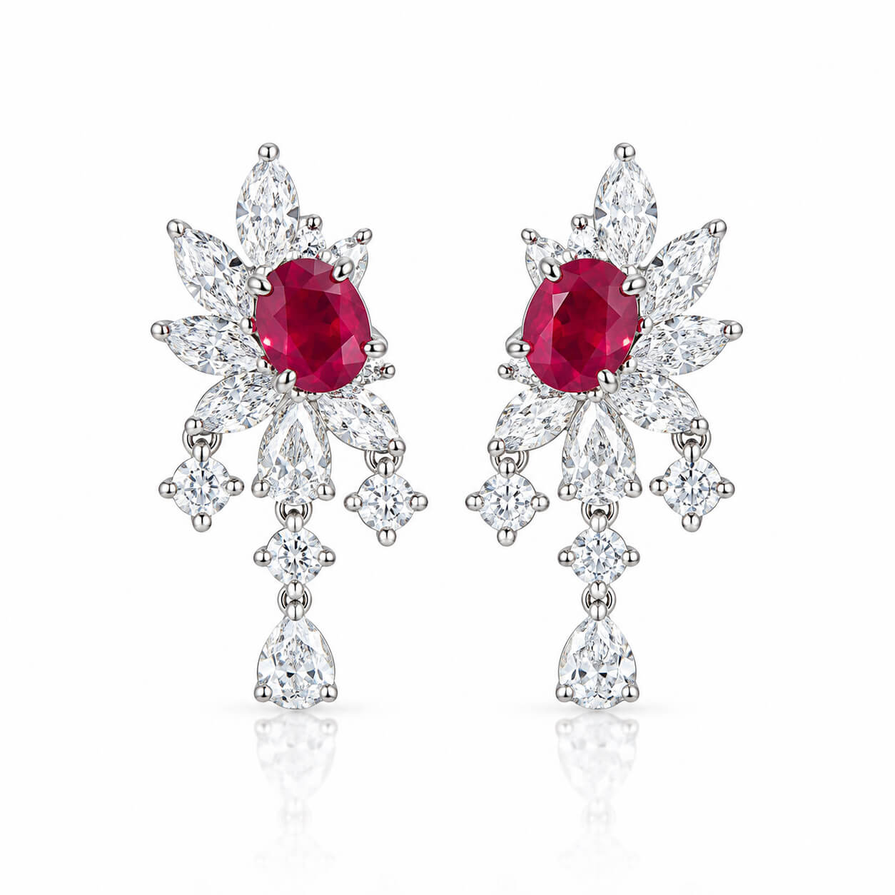 Oval cut lab grown ruby earrings stud