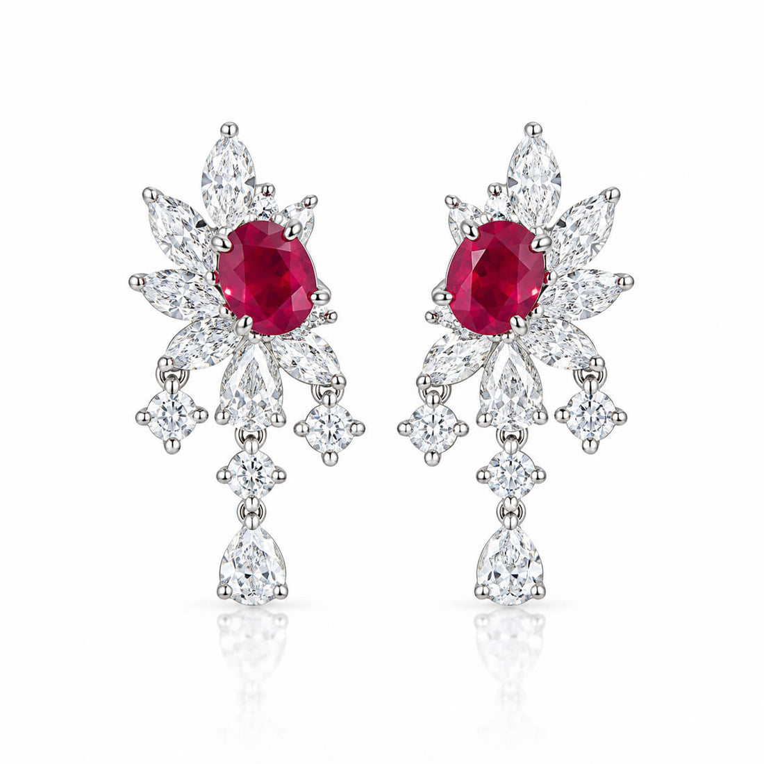 Oval cut lab grown ruby earrings stud