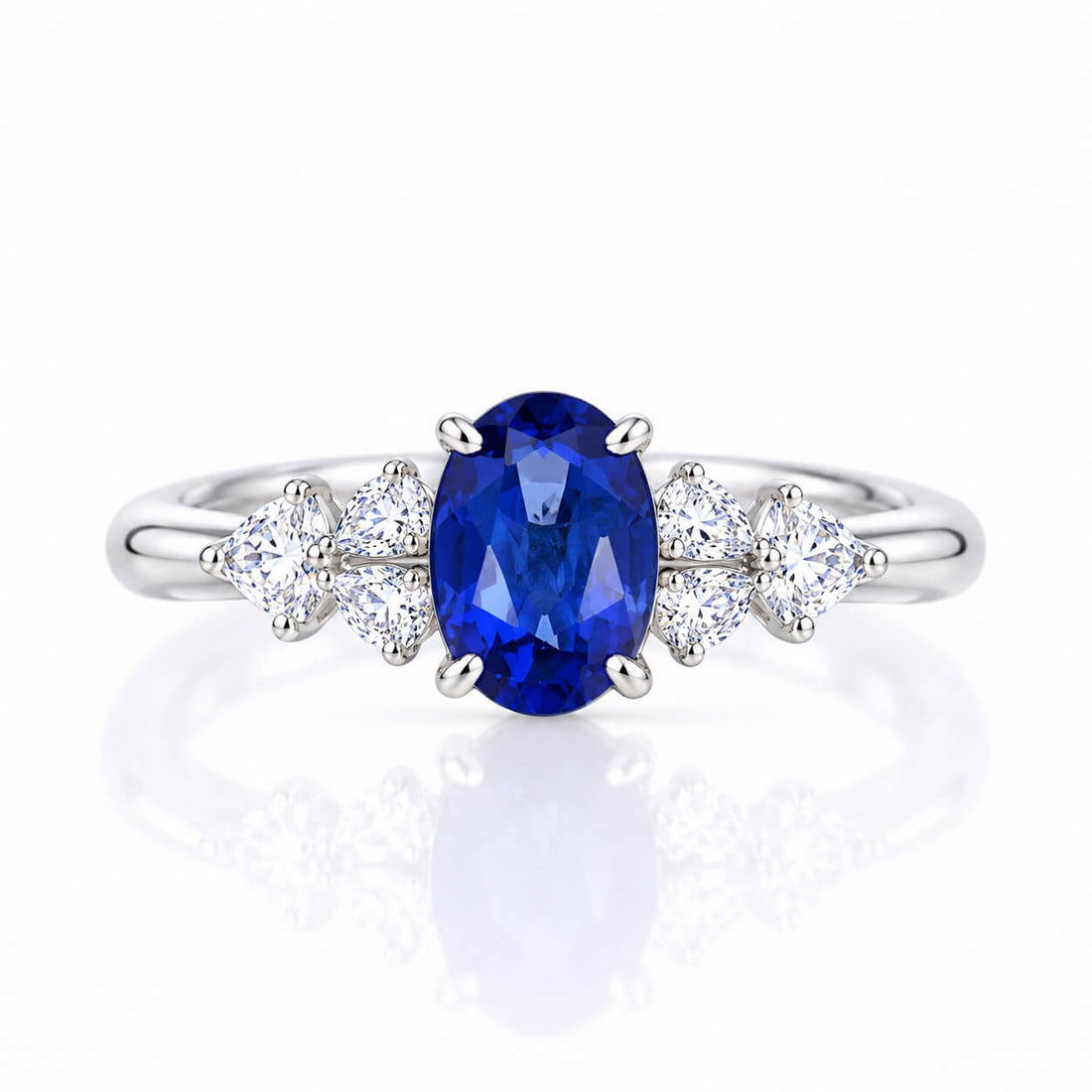 Oval cut  lab grown sapphire engagement ring