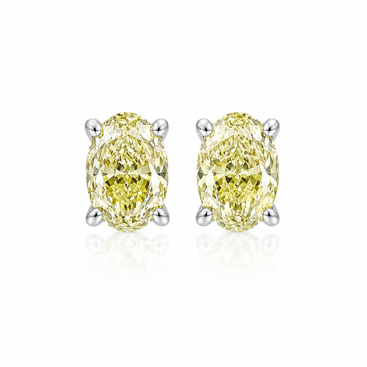 Oval cut lab grown yellow diamond earrings stud