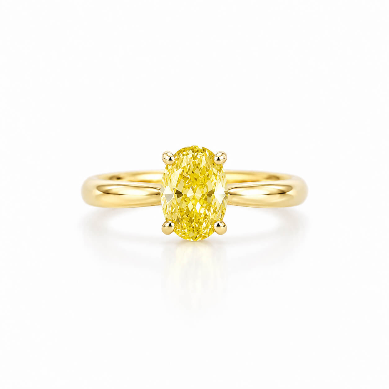 Oval cut lab grown yellow diamond engagement ring