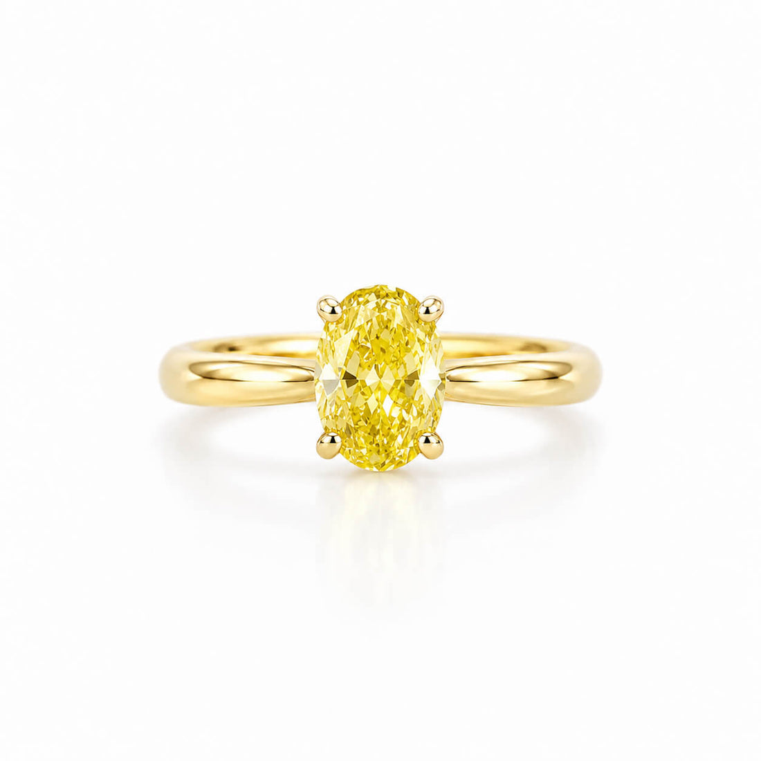 Oval cut lab grown yellow diamond engagement ring