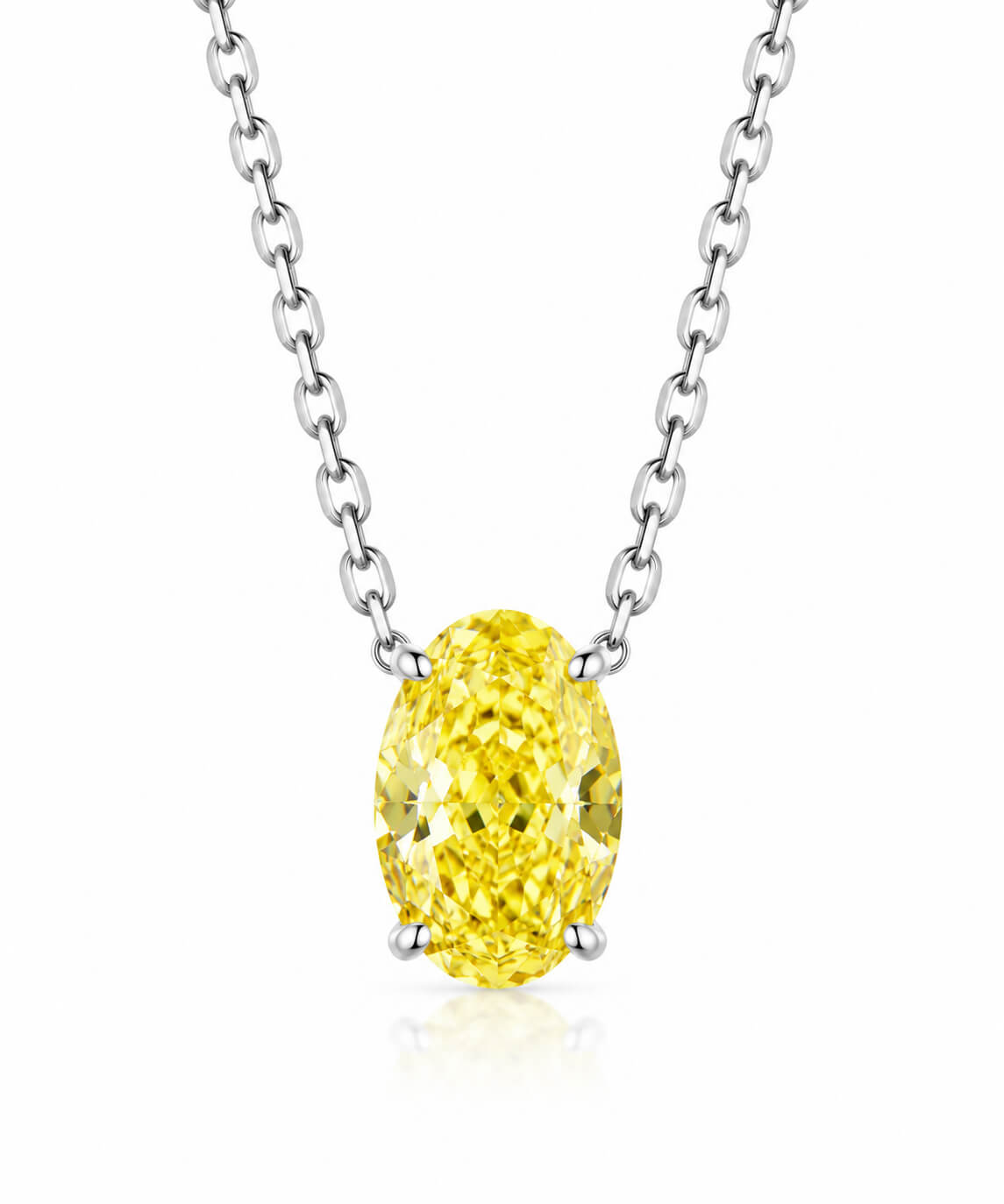 Oval cut lab grown yellow diamond pendant necklace