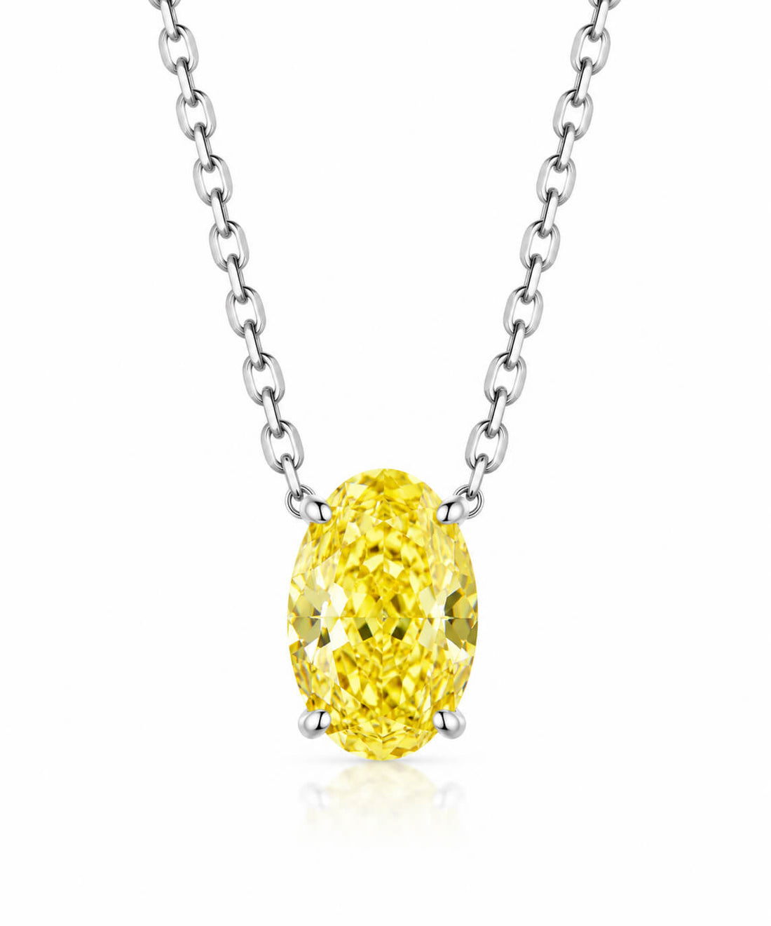Oval cut lab grown yellow diamond pendant necklace