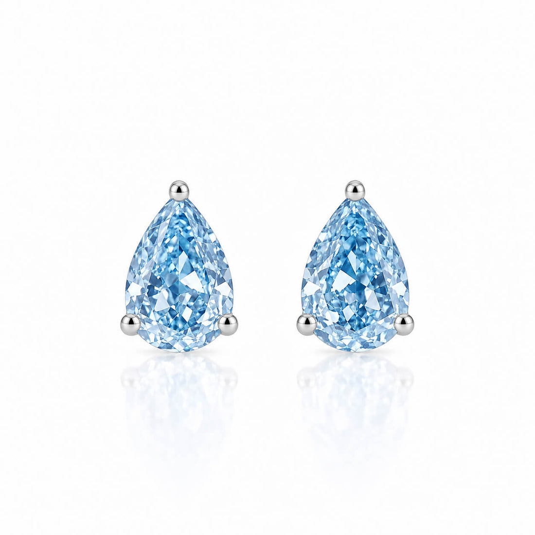 Pear cut lab grown blue diamond earrings stud