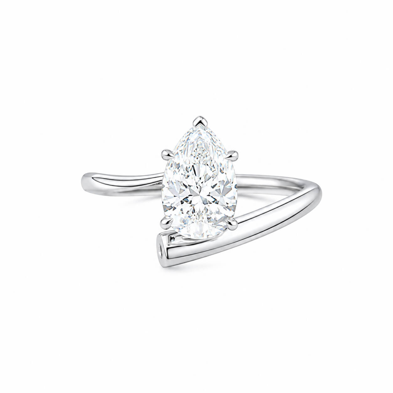 Pear cut lab grown diamond engagement ring