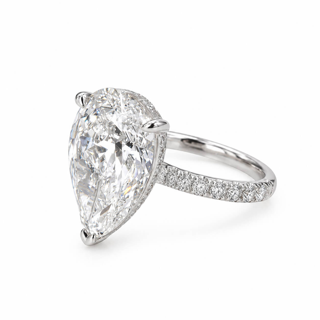 Pear cut lab grown diamond engagement ring