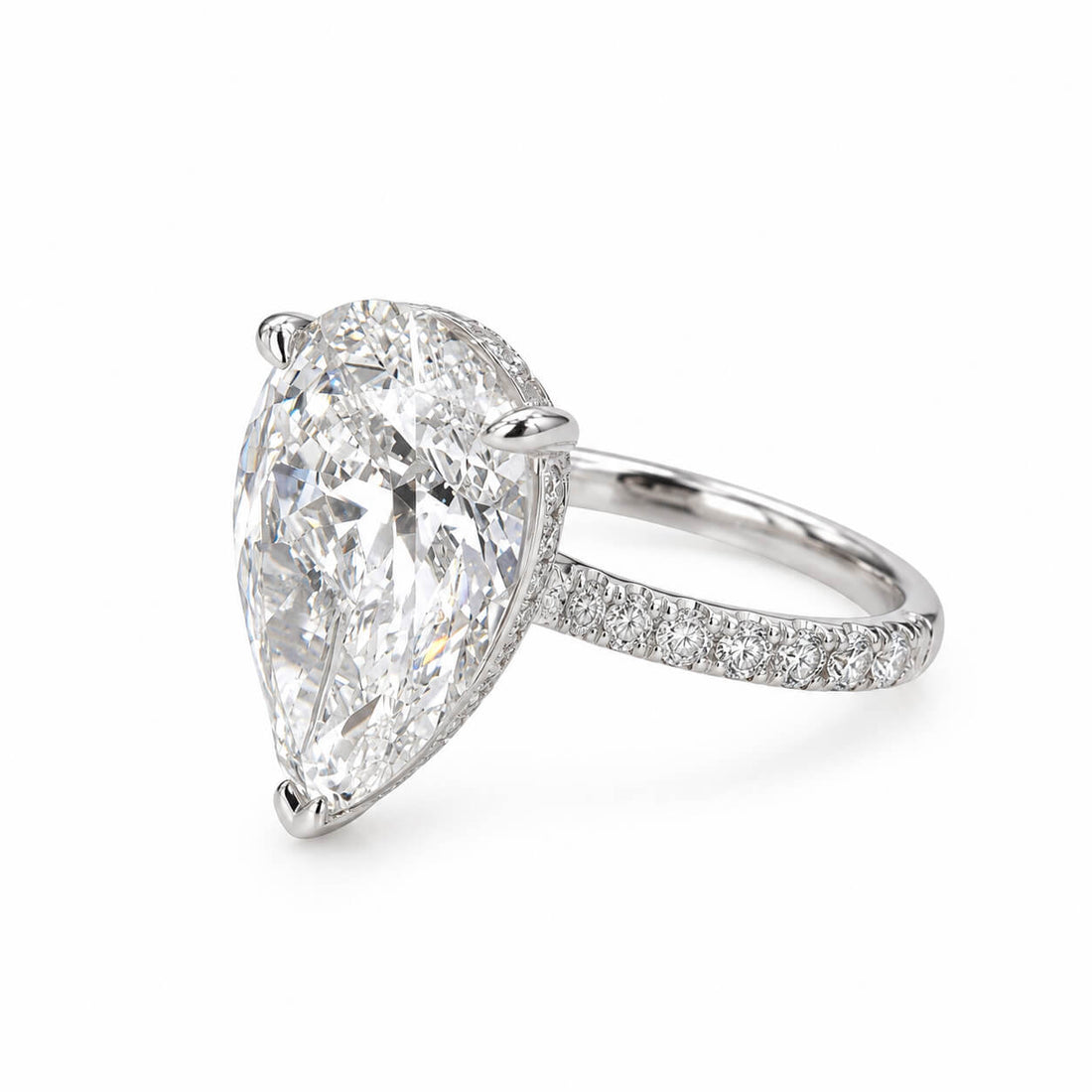 Pear cut lab grown diamond engagement ring