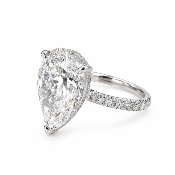 Pear cut lab grown diamond engagement ring