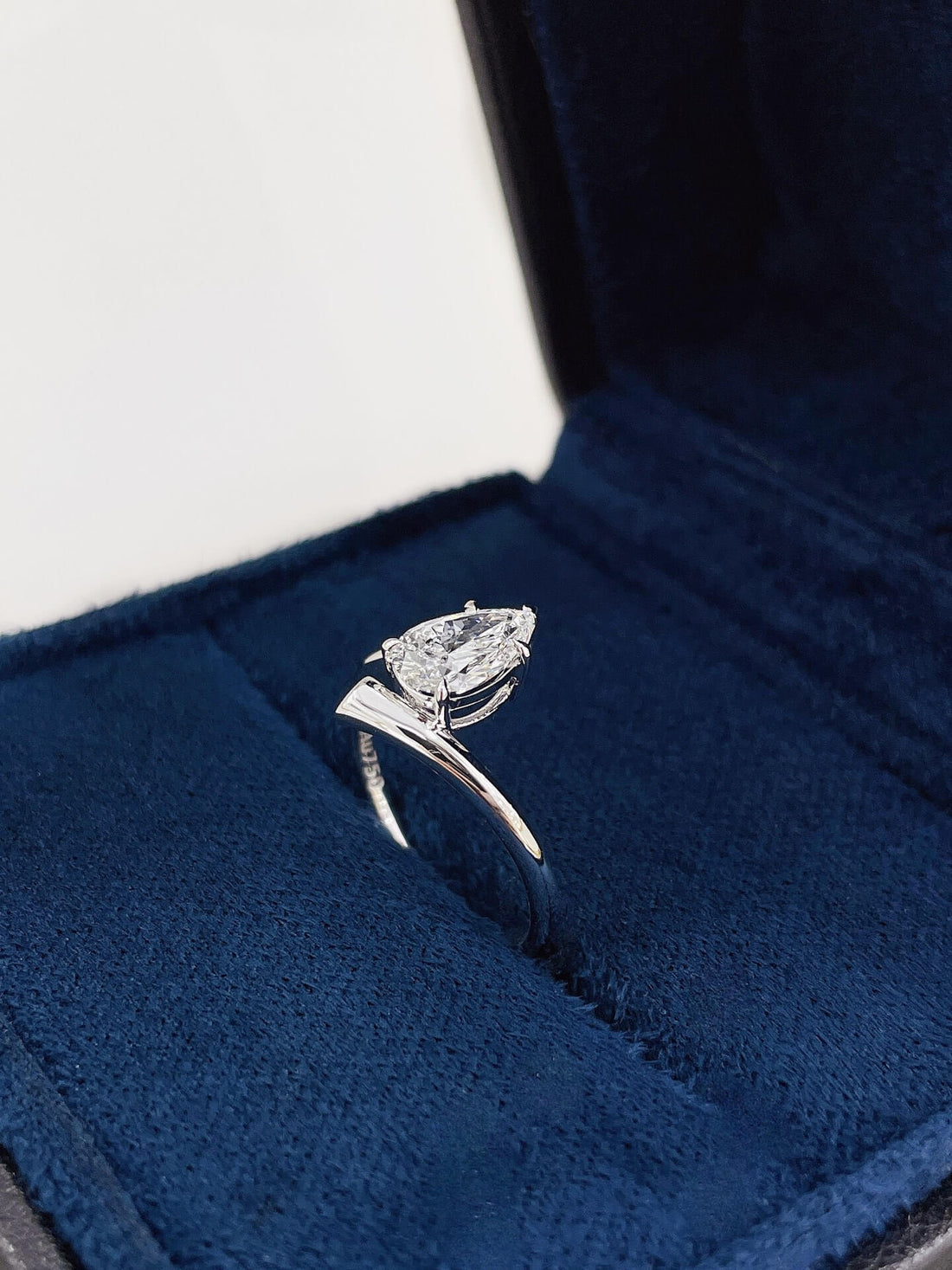 Pear cut lab grown diamond engagement ring