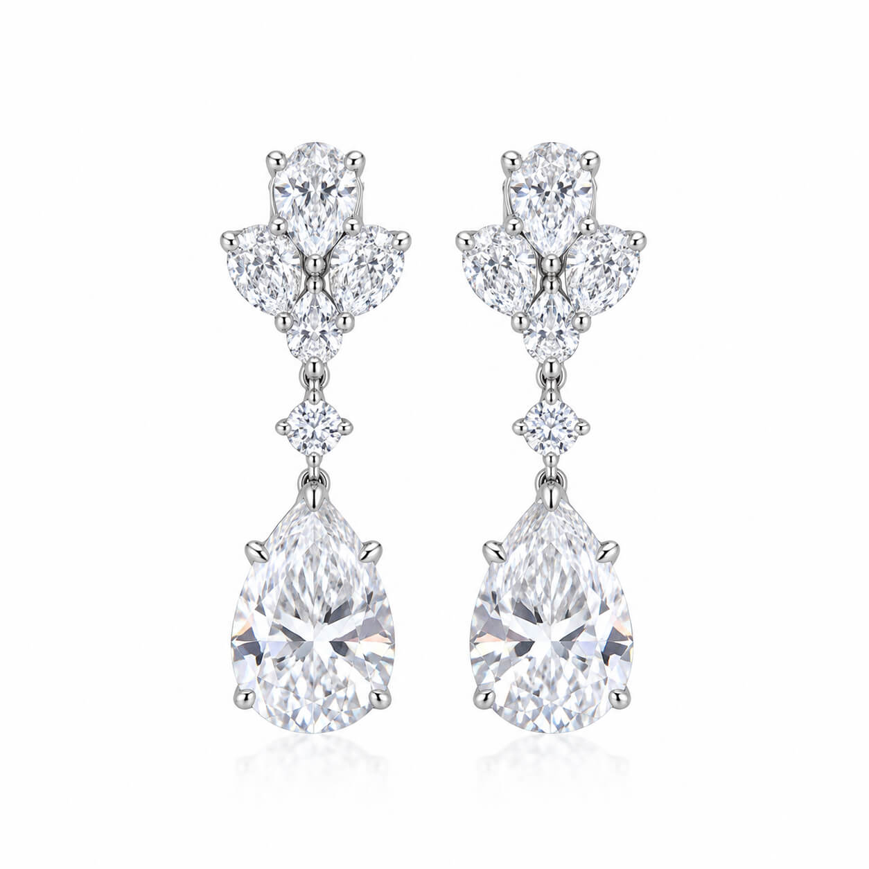 Pear cut lab grown diamond hoop earrings