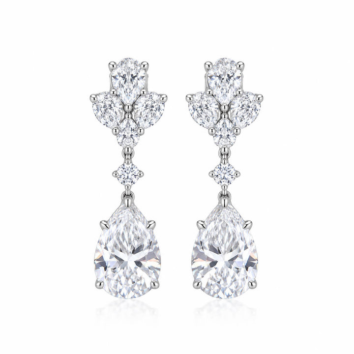 Pear cut lab grown diamond hoop earrings