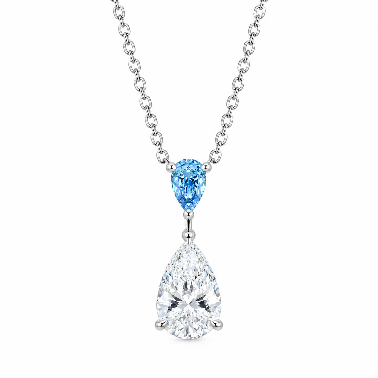 Pear cut lab grown diamond pendant necklace