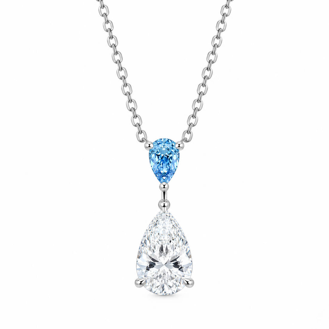 Pear cut lab grown diamond pendant necklace