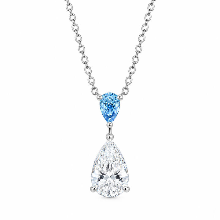 Pear cut lab grown diamond pendant necklace
