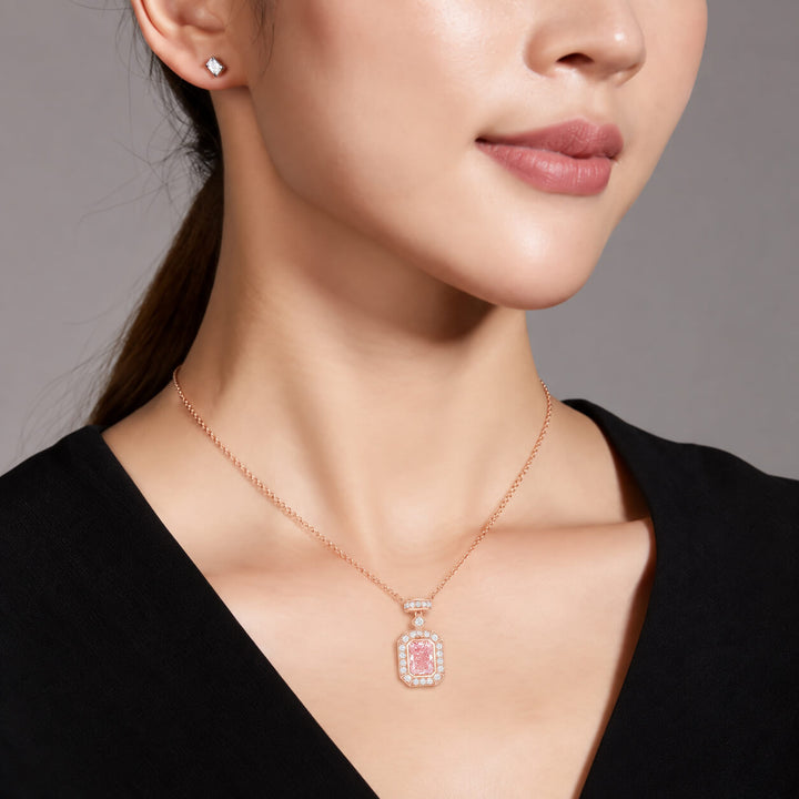 Perfume bottle design lab grown diamond pendant necklace