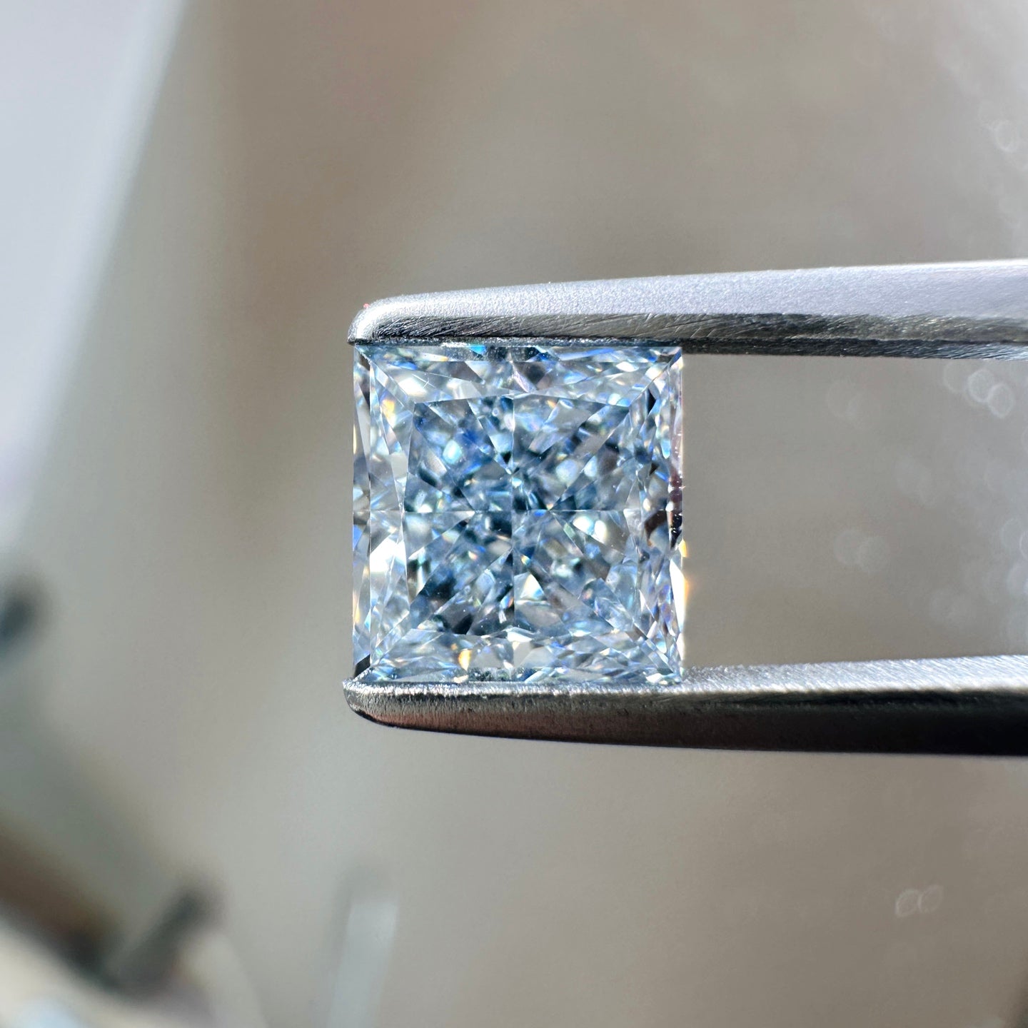 2.65ct VS1 Princess Cut Lab Grown Blue Diamond