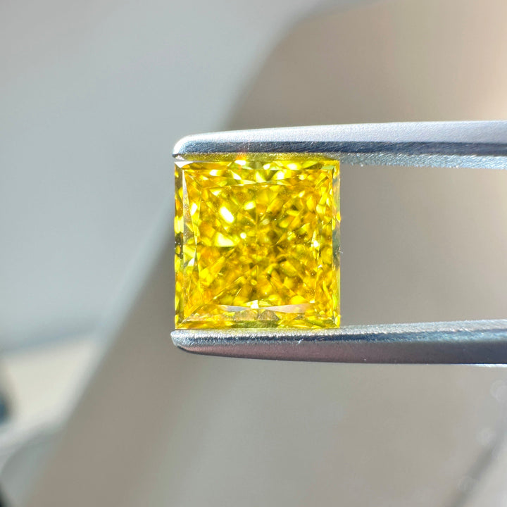 2.15ct VS1 Princess Cut Lab Grown Yellow Diamond