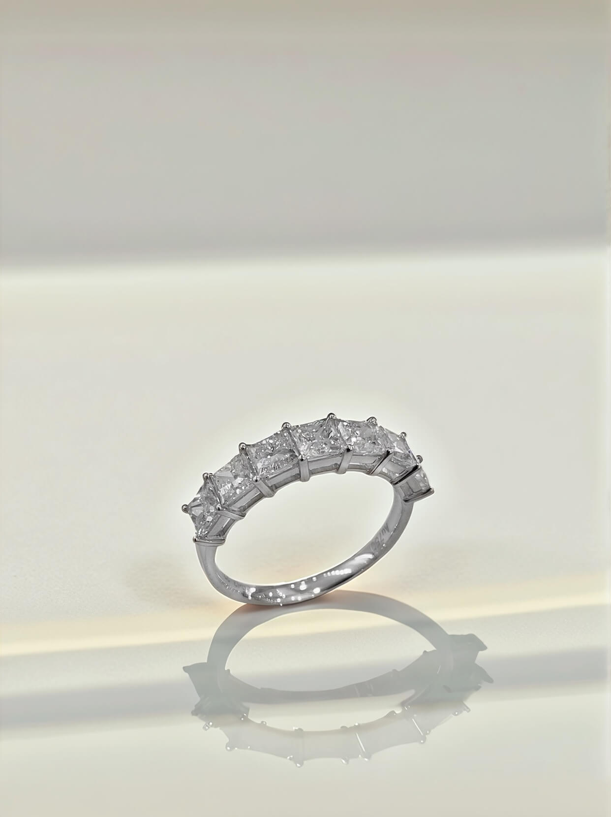 Princess cut lab grown diamond anniversary wedding ring