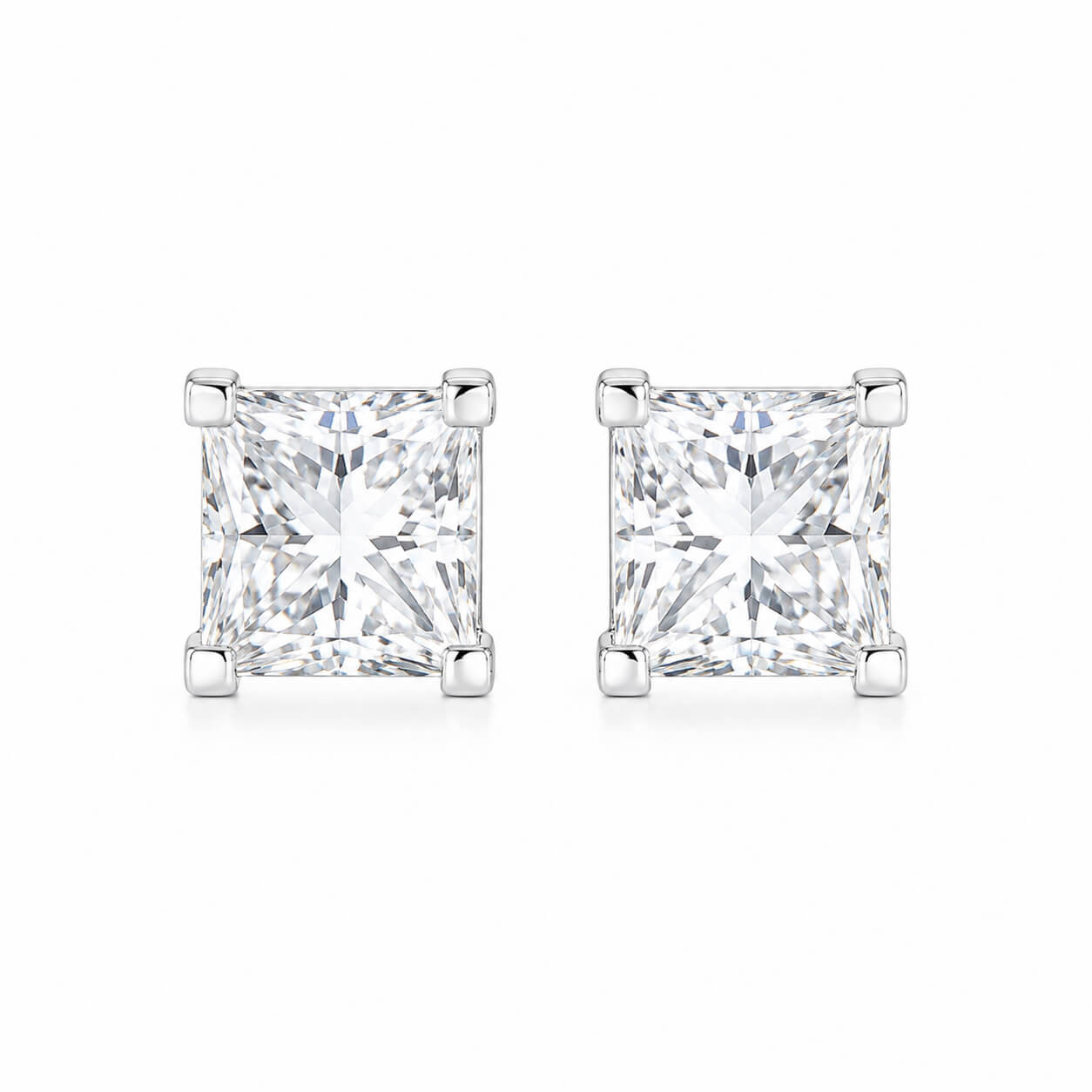 Princess cut lab grown diamond earrings stud