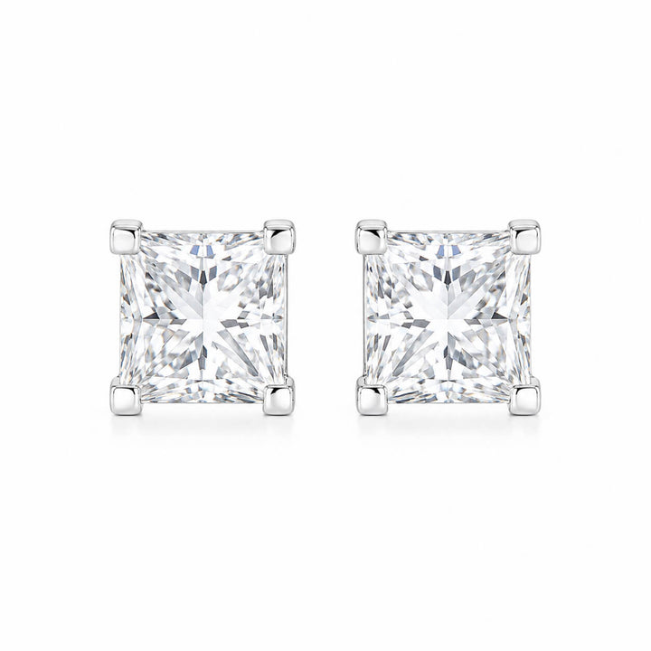 Princess cut lab grown diamond earrings stud