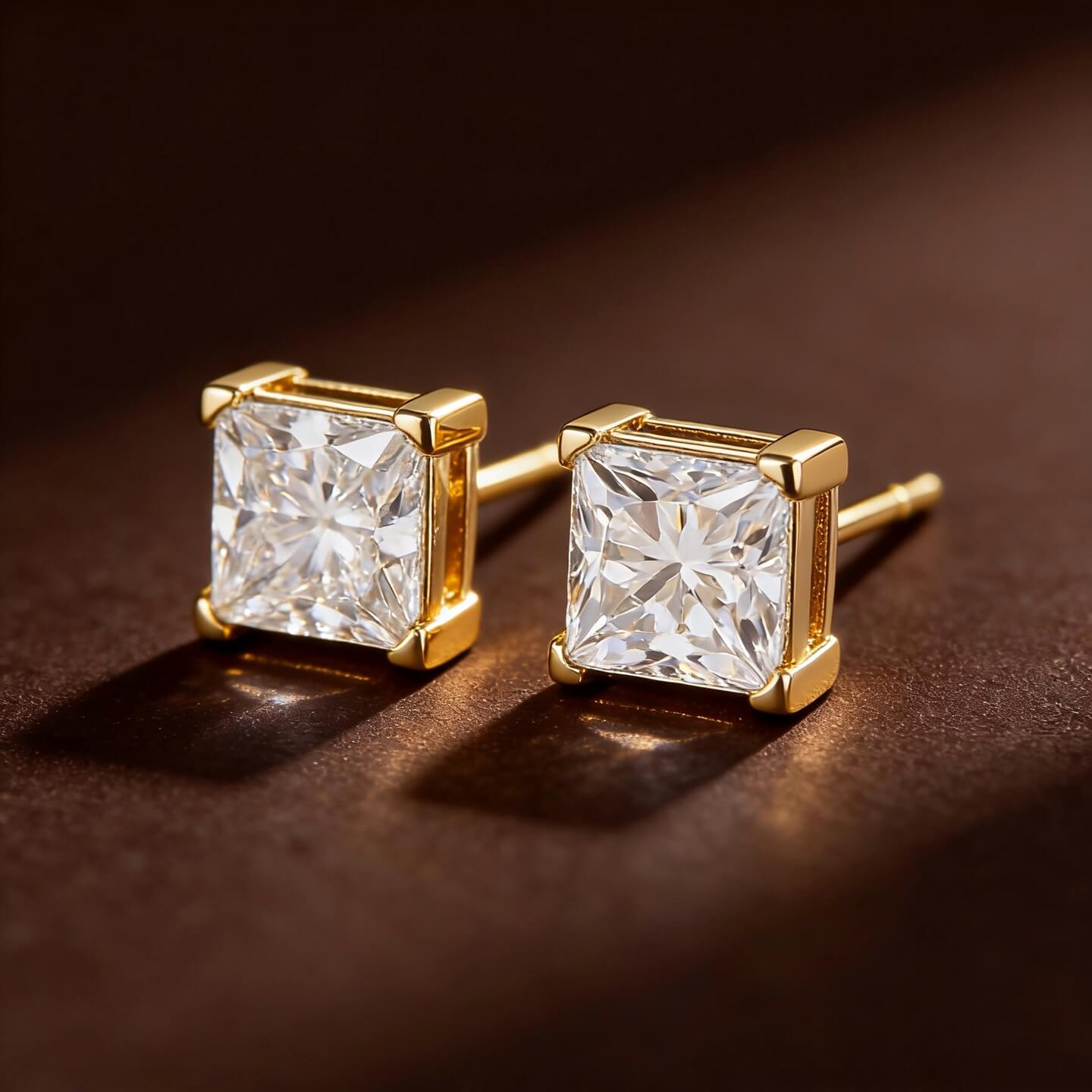Princess cut lab grown diamond earrings stud