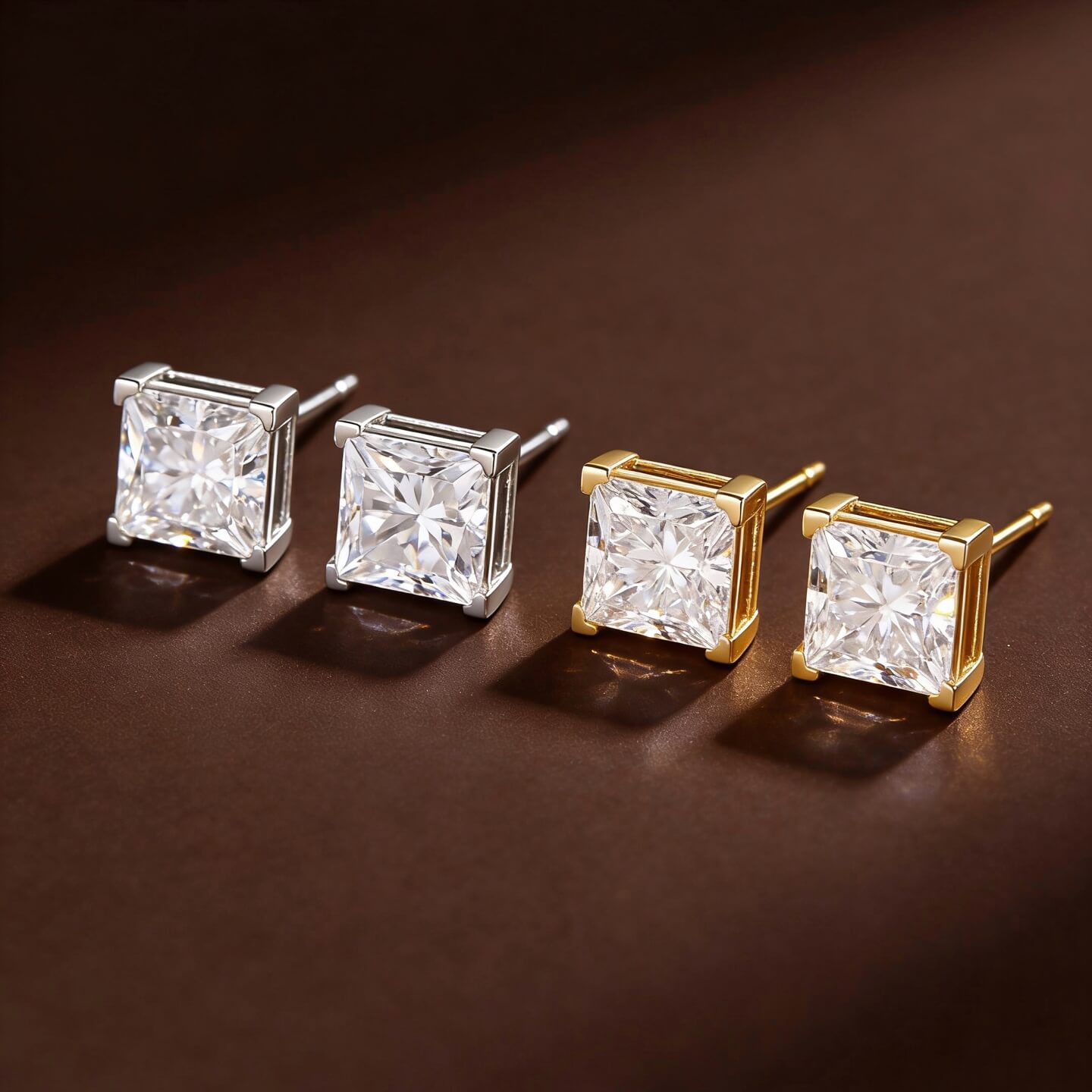 Princess cut lab grown diamond earrings stud