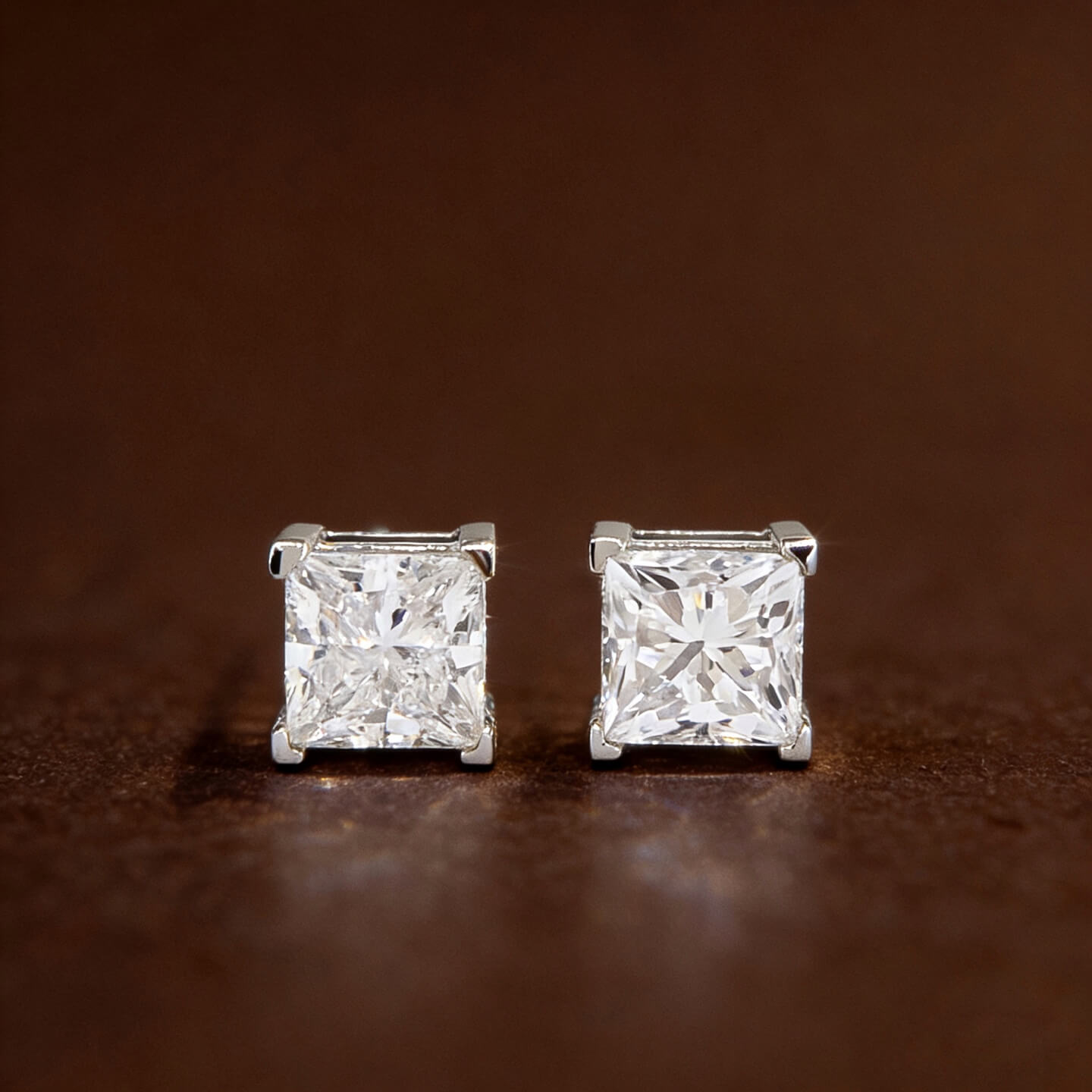 Princess cut lab grown diamond earrings stud