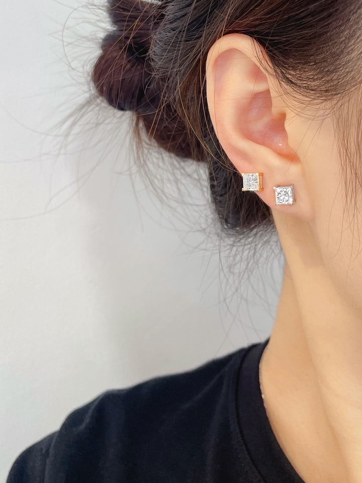 Princess cut lab grown diamond earrings stud