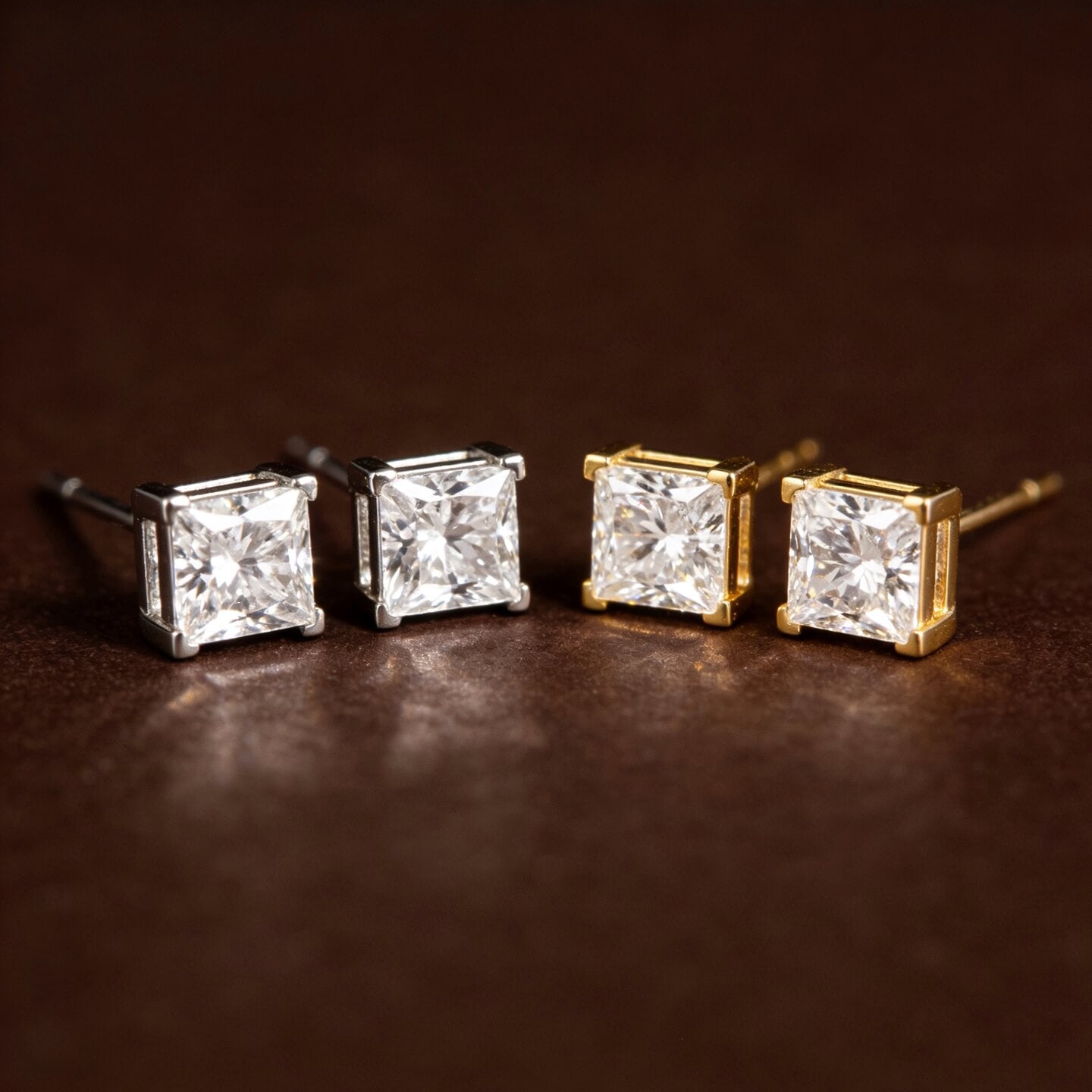 Princess cut lab grown diamond earrings stud