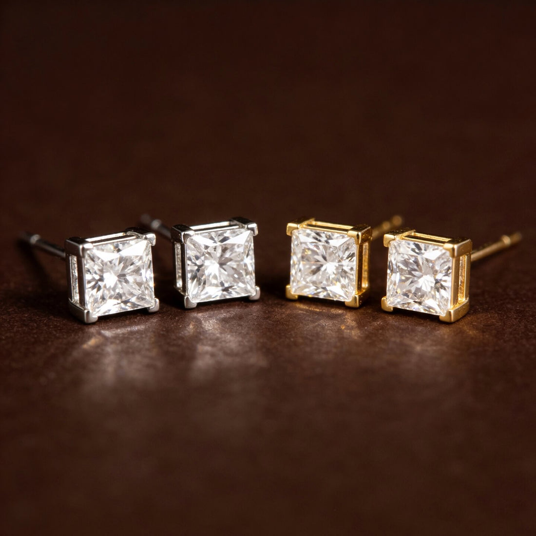 Princess cut lab grown diamond earrings stud