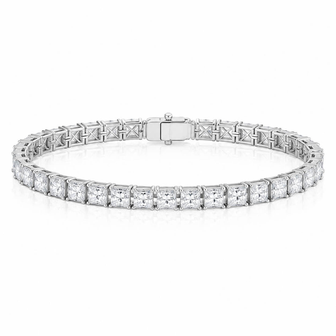 Princess cut lab grown diamond tennis bracelet