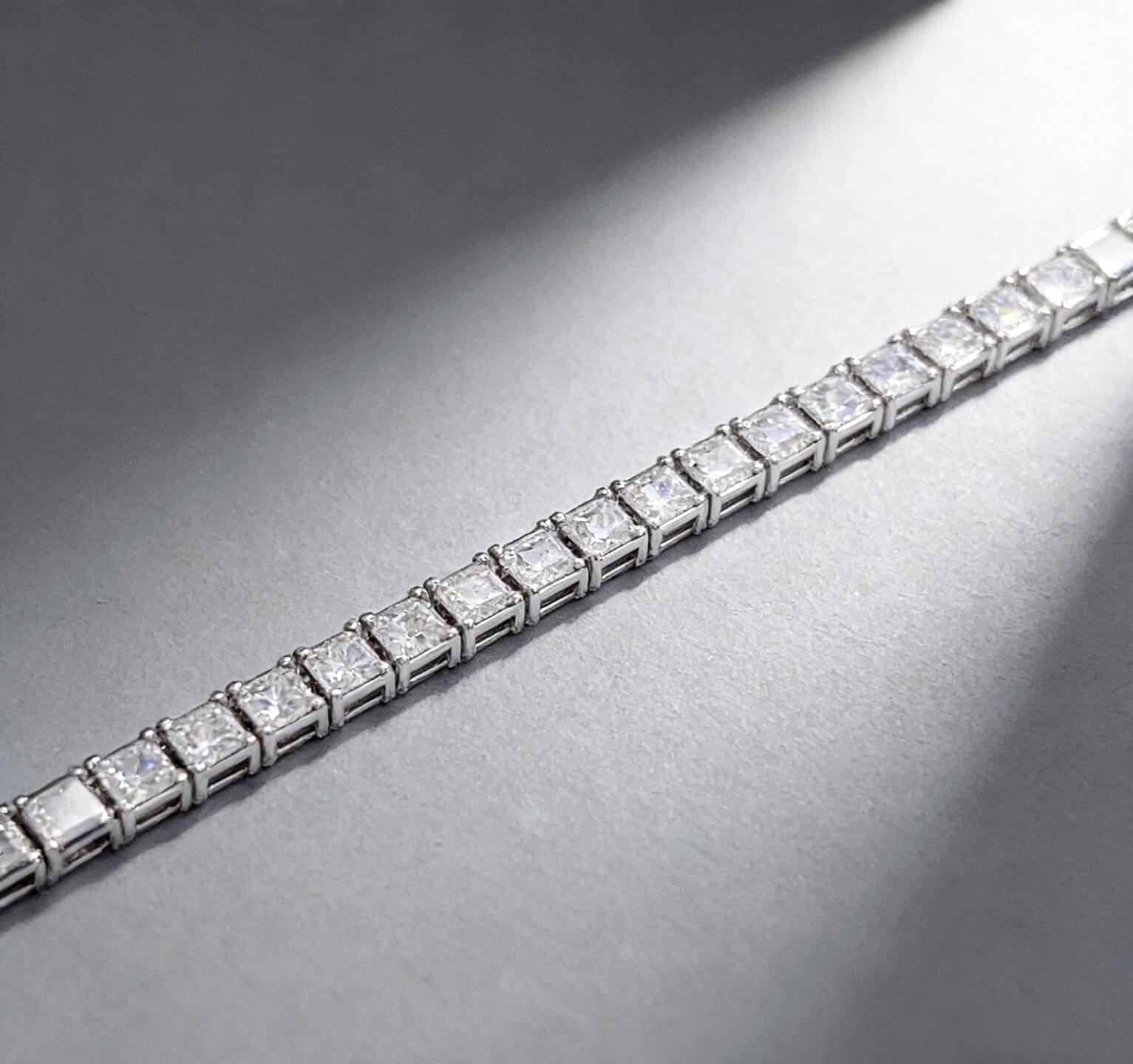 Princess cut lab grown diamond tennis bracelet