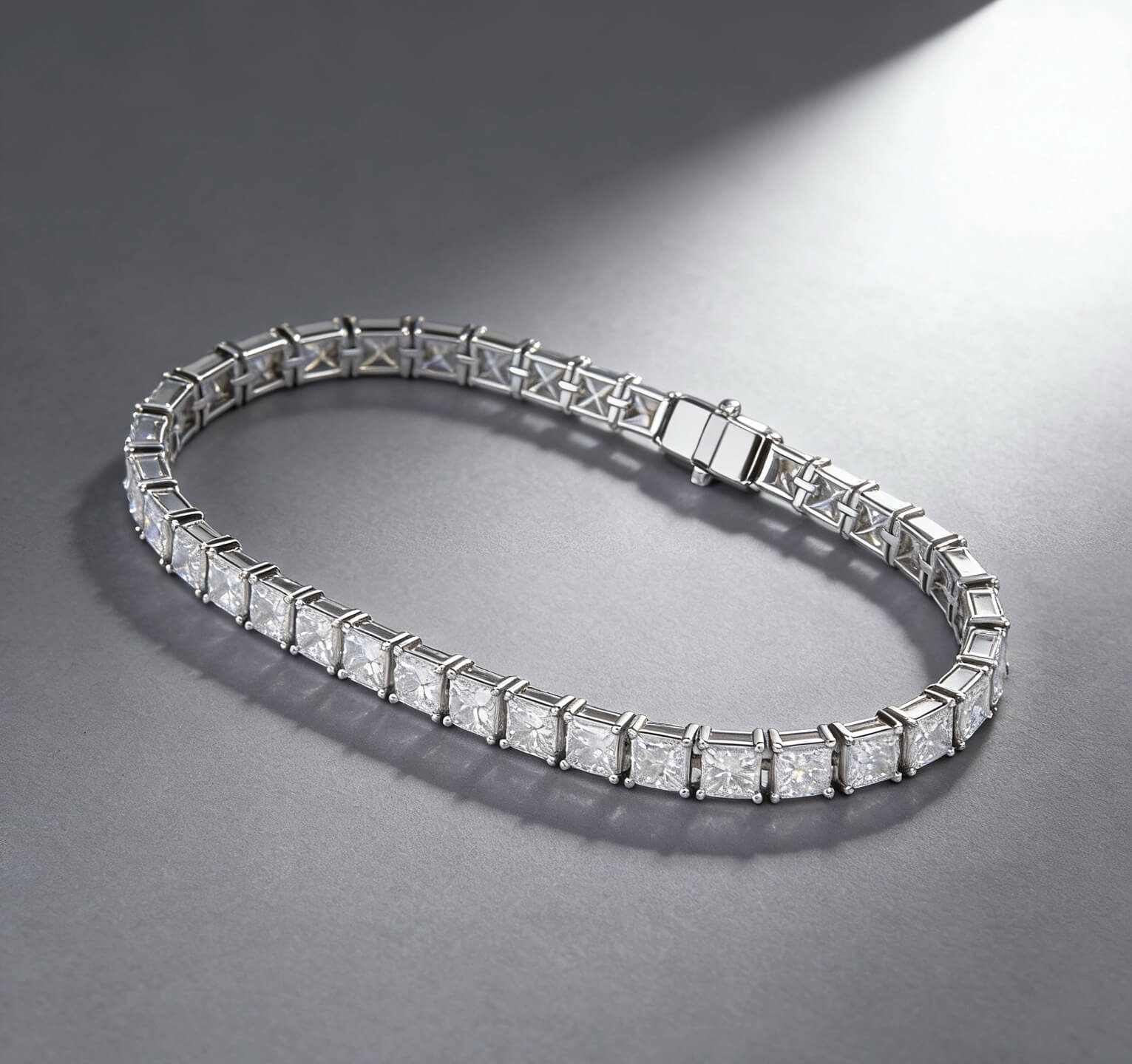 Princess cut lab grown diamond tennis bracelet