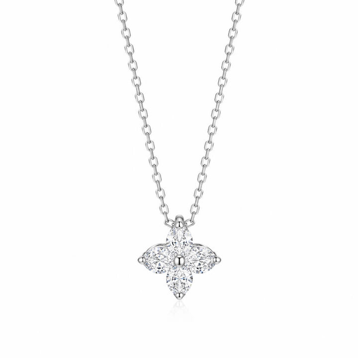 Round cut four-leaf clover lab grown diamond necklace