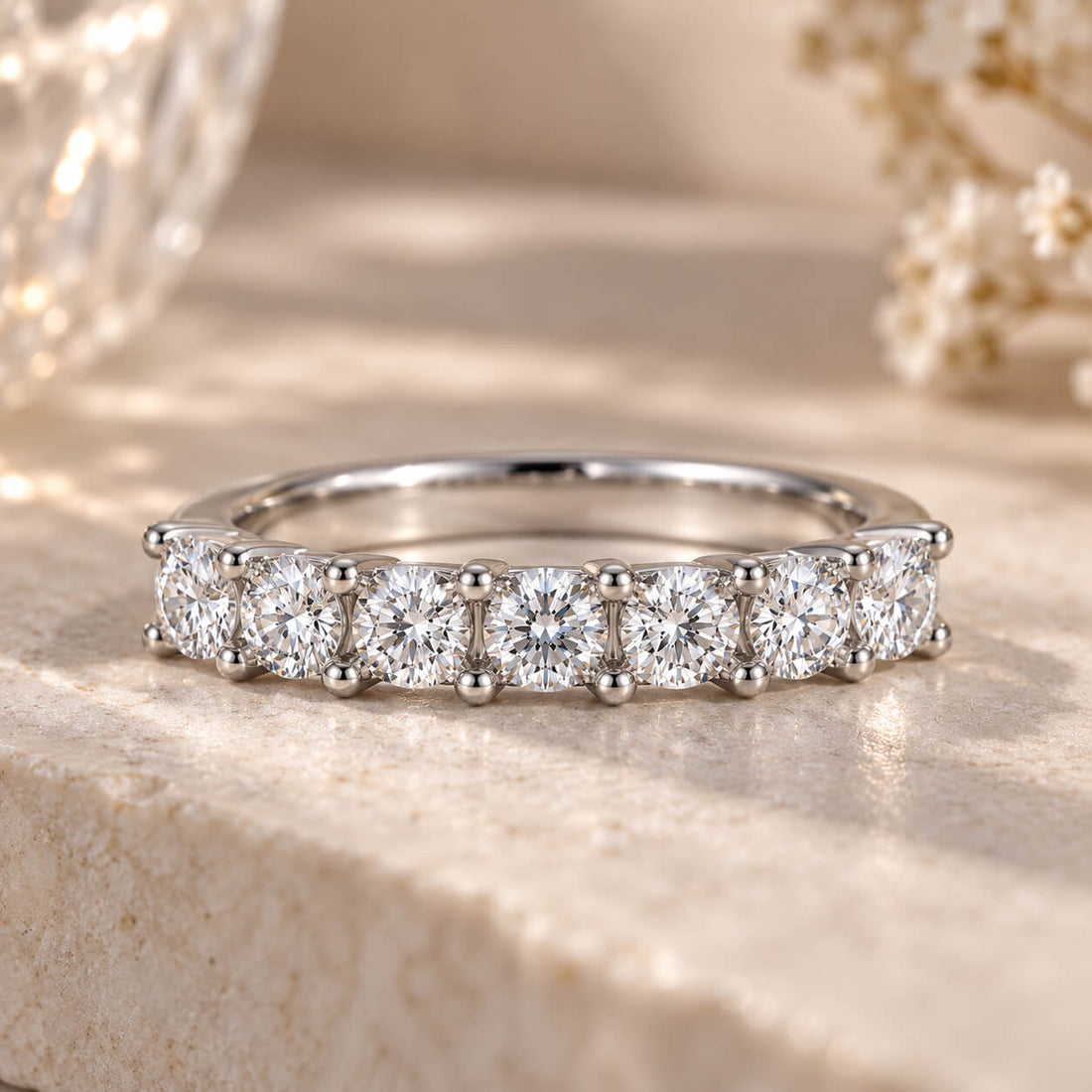 Round cut lab grown diamond anniversary wedding ring