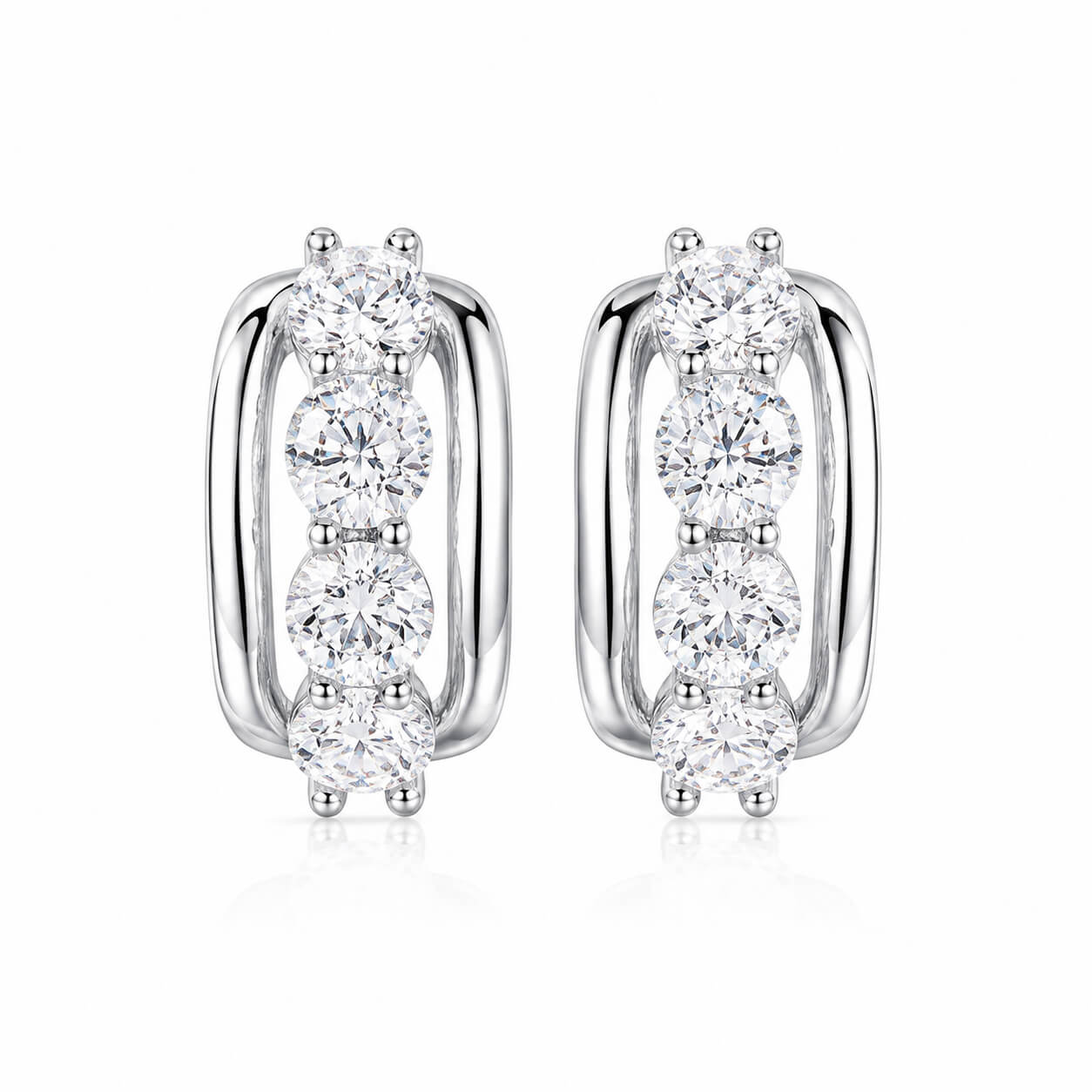 Round cut lab grown diamond hoop earrings