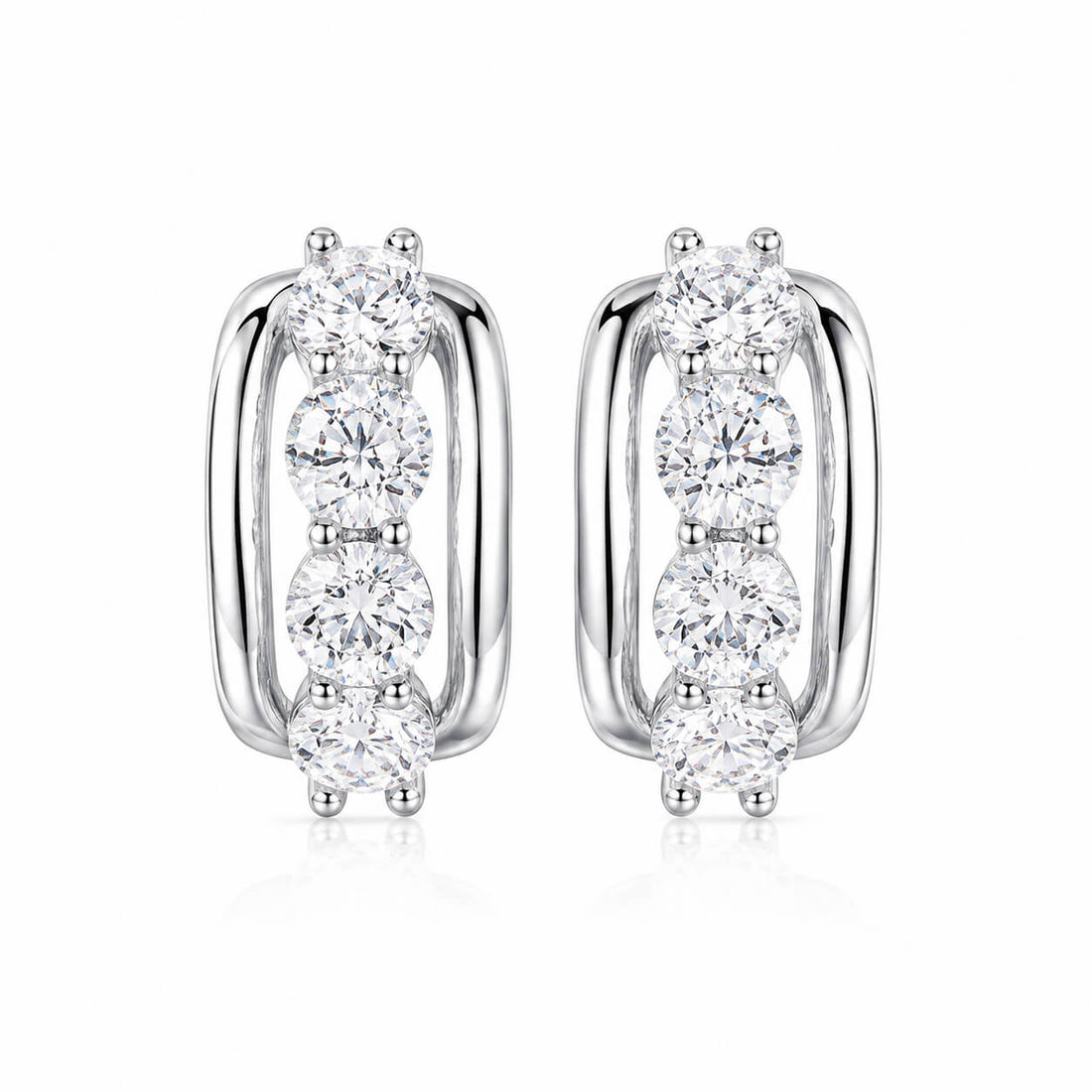 Round cut lab grown diamond hoop earrings
